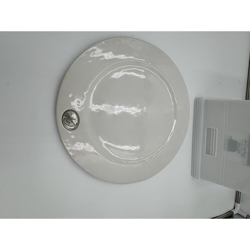 VAGABOND HOUSE WHITE CHARGER -Pewter Monogram “M”- 13 1/8"  0501C